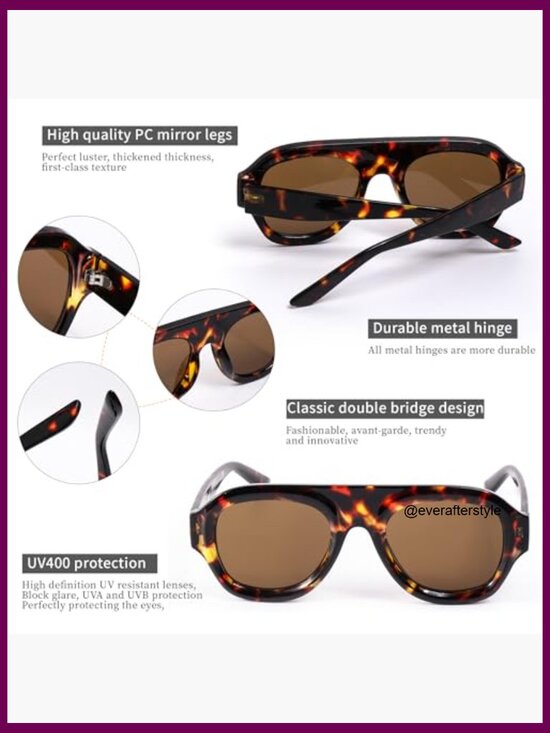 Plastic Oversized Aviator Sunglasses Retro Square Shield Fashion main image 3
